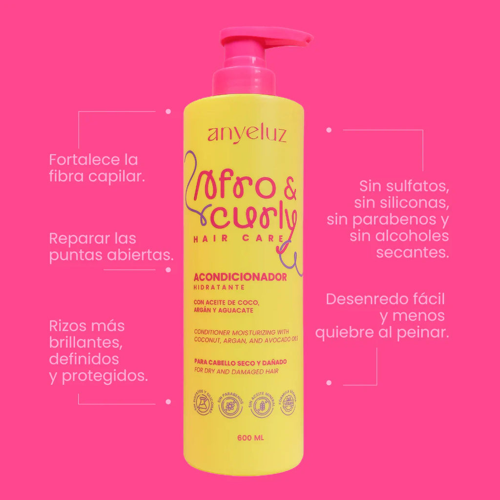 ACONDICIONADOR HIDRATANTE AFRO & CURLY 600ML ANYELUZ
