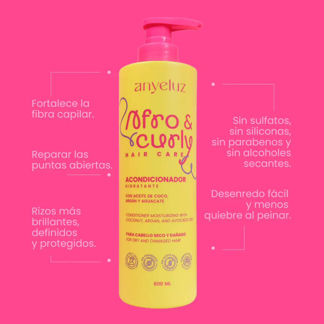 ACONDICIONADOR HIDRATANTE AFRO & CURLY 600ML ANYELUZ