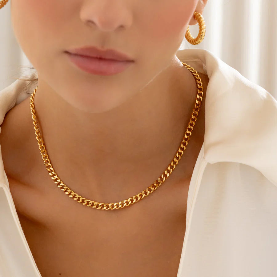 CHOKER PLANO GOLD+ARETES BAÑO DE ORO AVEMARÍA