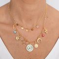 COLLAR AMULETOS BAÑO DE ORO WISH
