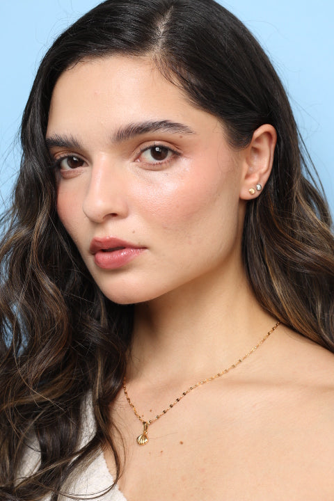 SET COLLAR + ARETES CONCHA 42CM RODIO MARTINA