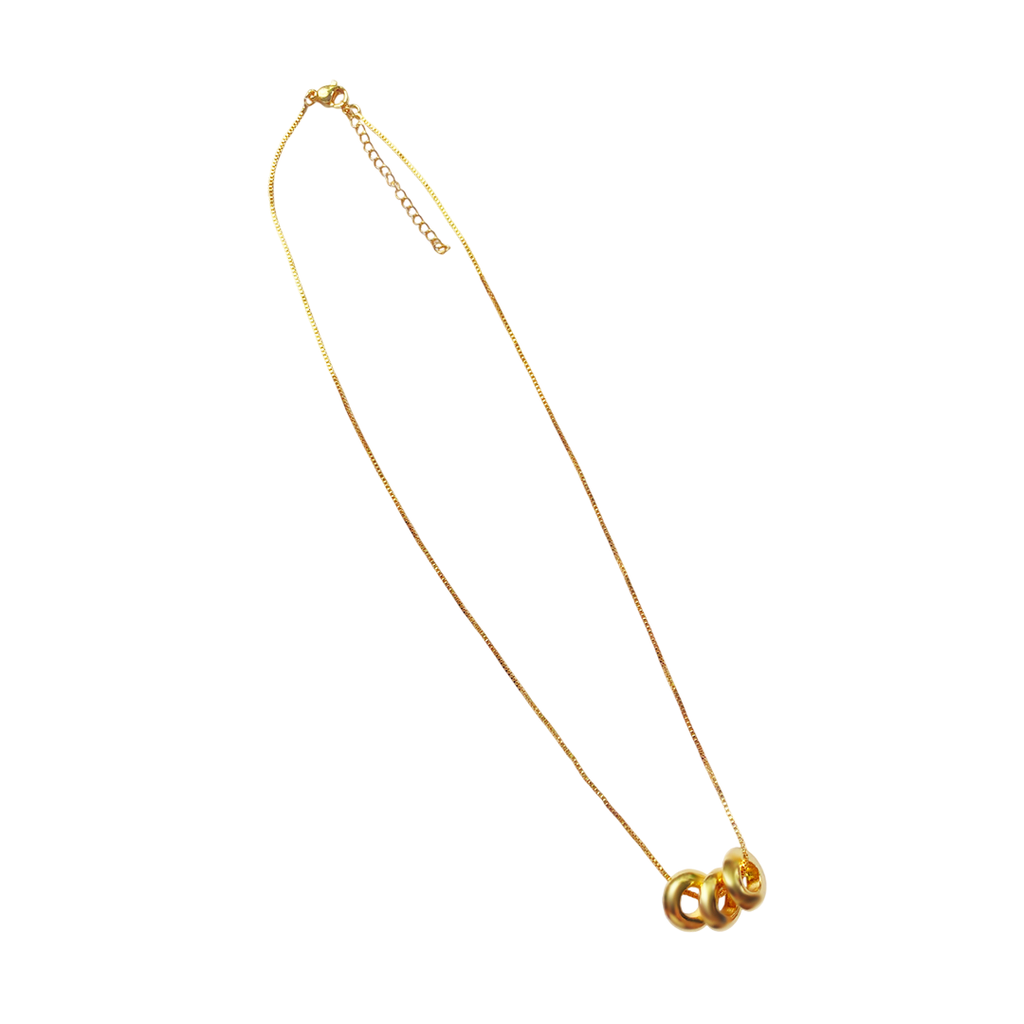 SET COLLAR AROS X3 +ARETES 42CM RODIO MARTINA