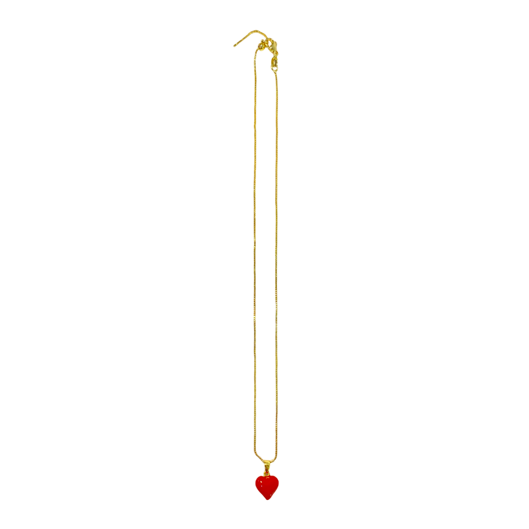CADENA CORAZÓN ROJO 42.5CM RODIO MARTINA