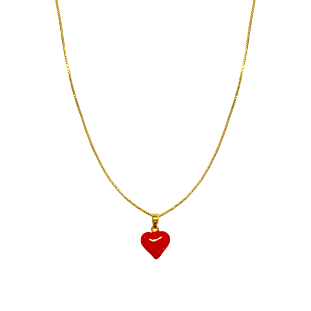 CADENA CORAZÓN ROJO 42.5CM RODIO MARTINA
