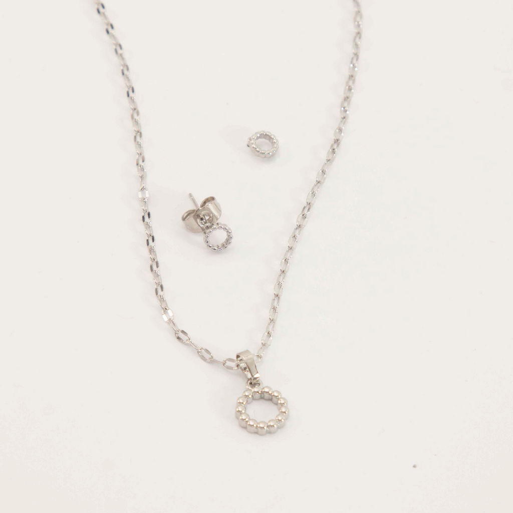 SET COLLAR + ARETES ARO 42CM RODIO MARTINA